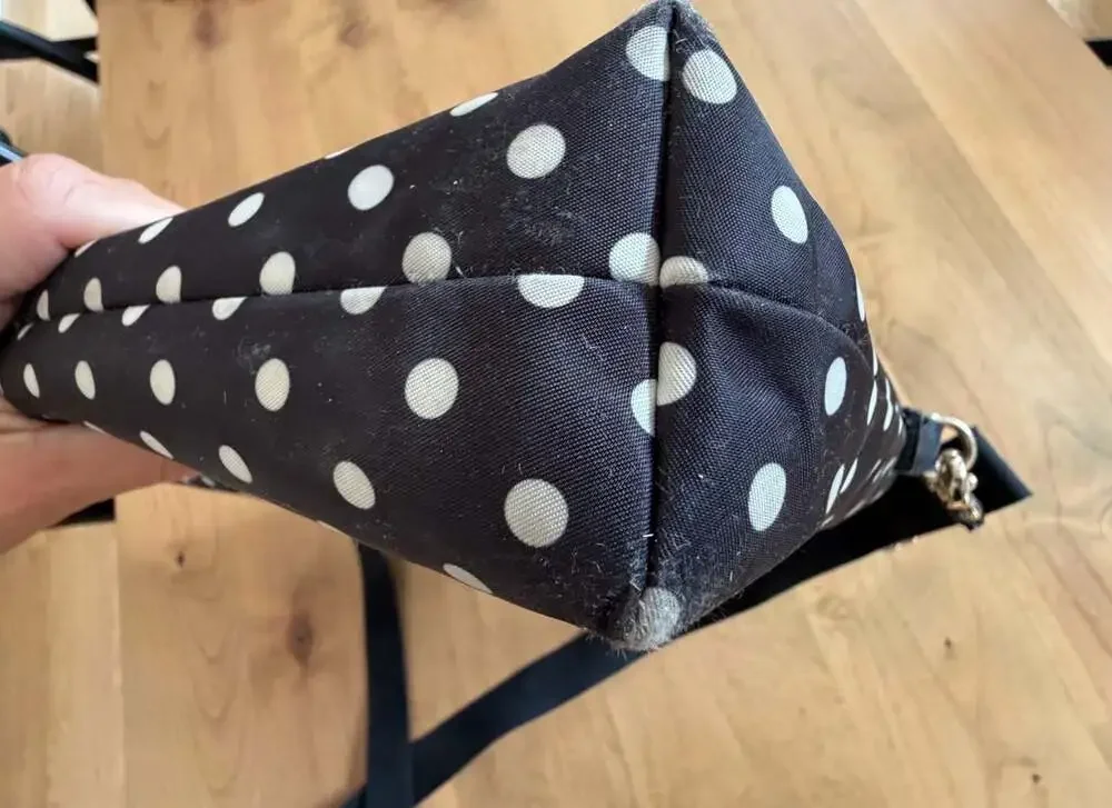 Kate Spade Black and White Polka Dot Nylon Laptop Bag Messenger Briefcase